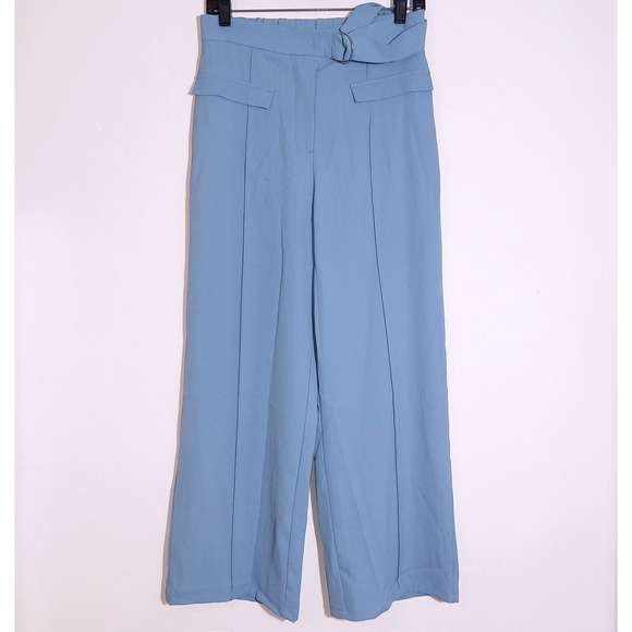 Halara High Waisted D-Ring Buckle Belted Wide Leg Pants Forget-Me-Not SZ S NWOT - Picture 7 of 15